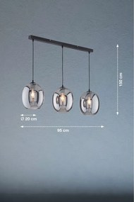 Lampadario nero con paralume in vetro Nayla - Fischer &amp; Honsel