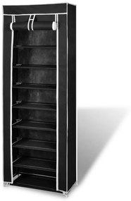 Scarpiera İn Tessuto Richiudibile 57 X 29 X 162 Cm Nera /