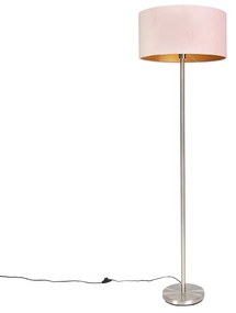 Lampada da terra in acciaio con paralume rosa 50 cm - Simplo