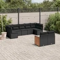 Set Divani da Giardino 9 pz con Cuscini Nero in Polyrattan 3260368