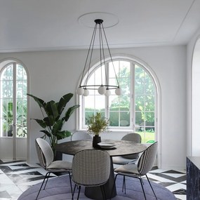 Lampadario bianco/nero con paralume in vetro Umerta – Sollux