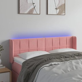 Testiera A Led Rosa 147x16x78/88 Cm İn Velluto /
