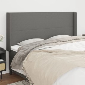 Testiera Ad Orecchio Grigioscuro 203x16x118/128cm İn Tessuto /
