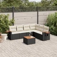 Set Divani da Giardino con Cuscini 7pz Nero Polyrattan 3259249