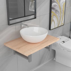 Set Mobili Da Bagno 2 Pz Ceramica Rovere /