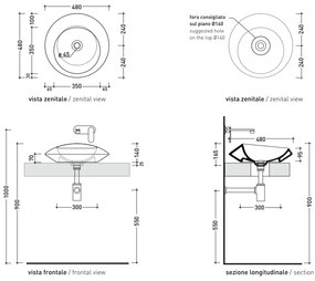 Ceramica Flaminia Spire Lavabo tondo cm 48 da appoggio senza troppopieno in ceramica bianco