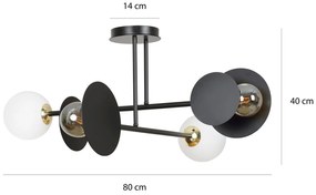 Plafoniera Moderna Inari Acciaio Nero 2 Luci E27 Ip20