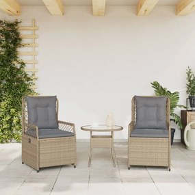 Sedie da giardino reclinabili 2 pz beige polyrattan