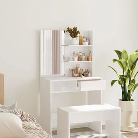 Toeletta Con Specchio Bianco Lucido 74,5x40x141 Cm /