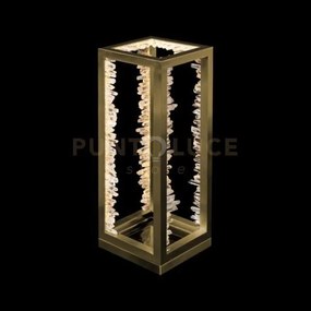 Lampada da tavolo rettangolare quartz halo, oro satinato, led 30w, ...