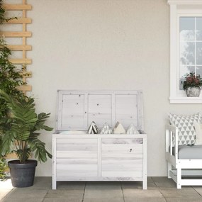Contenitore Giardino Bianco 99x49,5x58,5cm Legno Massello Abete /