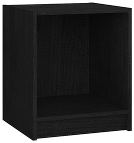 Comodino Nero 35,5x33,5x41,5 cm in Legno Massello di Pino