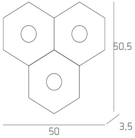 Plafoniera Moderna Hexagon Metallo Grigio Antracite 3 Luci Led 12X3W
