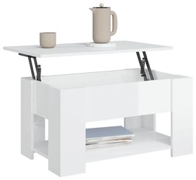 Tavolino da salotto bianco lucido 79x49x41 cm legno multistrato