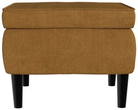 Poggiapiedi con gambe in legno marrone in velluto
