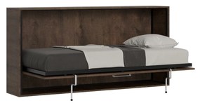 Letto a scomparsa singolo Kando con Materasso in Waterfoam e Design Elegante, L.199,9 P.39,2 H.97,4 cm (aperto P.106 cm) / Noce