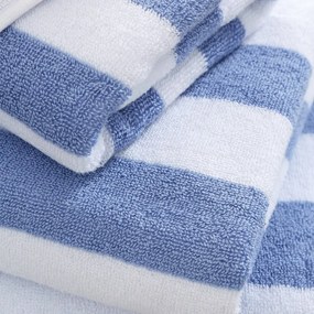 Telo da bagno in cotone blu e bianco 90x140 cm Stripe Jacquard - Bianca