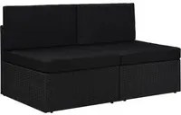 Divano Modulare a 2 Posti in Polyrattan Nero 49503