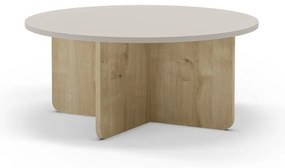 Tavolino da salotto rotondo color crema/di colore naturale con effetto rovere ø 80 cm Hillary – Marckeric