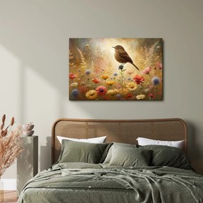 Quadro su tela – Prato estivo con uccellino