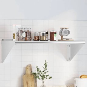 Mensola A Muro 100x45x31 Cm Argento İn Acciaio Inossidabile /