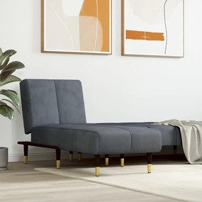 Chaise Longue İn Velluto Grigio Scuro /