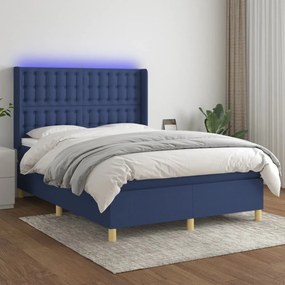 Letto A Molle Con Materasso E Led Blu 140x200 Cm İn Tessuto /