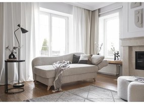 Chaise longue beige (con penisola a destra) con rivestimento in velluto a coste Chic Charlotte – Miuform