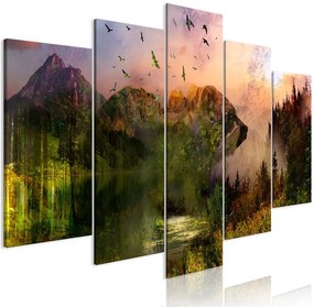 Quadro  Bear in the Mountain (5 Parts) Wide  Colore colorful, Dimensioni e Misure 100x50