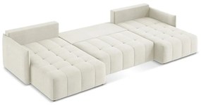 Divano angolare beige allungabile/con contenitore (a U) Moku – Makamii