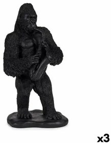 Statua Decorativa Gorilla Sassofono Nero 15 x 38,8 x 22 cm (3 Unità)