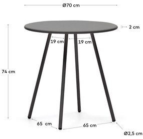 Kave Home - Tavolo rotondo da esterno Montjoi in acciaio finitura grigio Ã˜ 70 cm