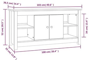 Mobile Porta TV Nero 103x36,5x52 cm in Legno Massello di Pino