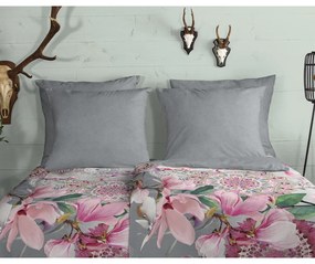 Biancheria da letto singola in flanella rosa e grigia 140x200 cm - HIP