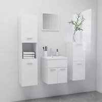 Set Mobili da Bagno Bianco Lucido in Legno Multistrato 3071087