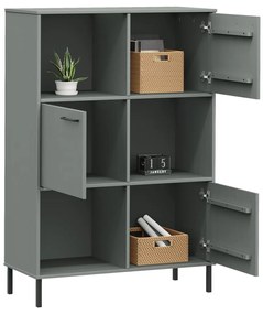 Libreria con Gambe Metallo Grigio 90x35x128,5 cm Massello OSLO