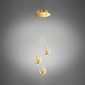 Lampada a sospensione golden egg 3 luci, oro, led 14,4w, 800lm 3000...