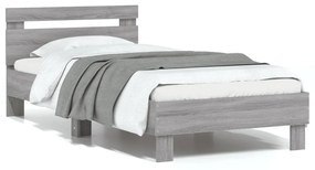 Giroletto con Testiera Grigio Sonoma 90x190cm Legno Multistrato