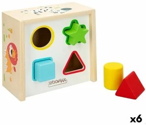 Puzzle di Legno per Bambini Woomax Forme 13,5 x 7,5 x 13 cm (6 Unità)