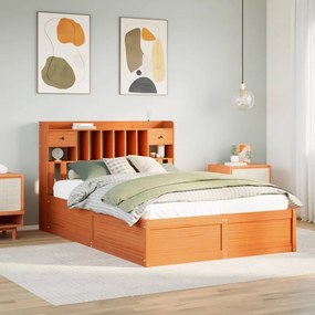 Giroletto Senza Materasso Marrone Cera 160x200 Cm Legno Di Pino /
