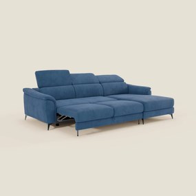Arcos Divano con penisola - piedini alti e poggiatesta reclinabili in microfibra impermeabile T11 blu