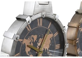 Orologio da Parete DKD Home Decor Cristallo Argentato Dorato Ferro Mappamondo (42 x 8,5 x 54 cm)