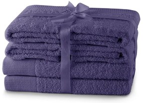 Set di asciugamani per viso e corpo tipo terry viola in cotone 6 pz Amari – Restilo