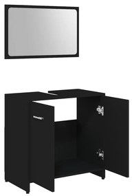 Set mobili da bagno nero in legno multistrato