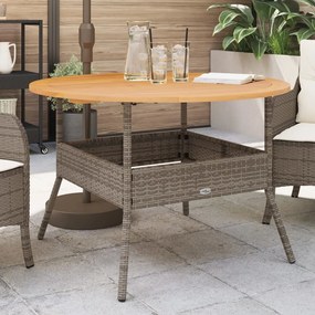 Tavolo giardino piano legno acacia grigio Ø110x71 cm polyrattan