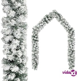 vidaXL Ghirlanda Natalizia con Neve Verde 10 m in PVC