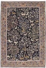 Ghom Tappeto 210x140 Blu (Iran) Annodato A Mano