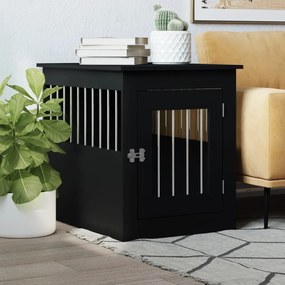 Gabbia Cani Da Arredamento Nera 55x75x65cm Legno Multistrato /