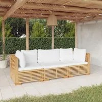 Set Divani da Giardino 3 pz con Cuscini Legno Massello di Teak 3100865