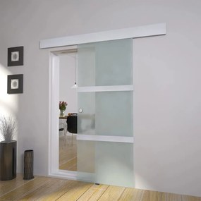 Porta Scorrevole İn Vetro E Alluminio 178 Cm Argento /